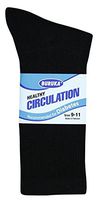 Black/Size 9-11- 6 Pack Diabetic Crew Socks w/ Non-Binding Top & Cushion Sole
