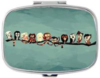 Cute Monkey Custom Silver Stylish, Slim Design Pill Box Holder，Rectangle Medicine Vitamin Organizer Pill case