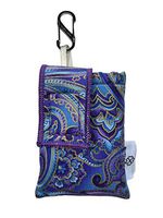 PumpCases Designer Insulin Pump Case w/Carabiner Clip (Med. 670G, Purple Paisley w/Clip)