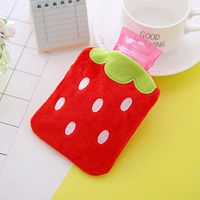 MeterMall New Cute Cartoon Warm Water Bag Explosion-Proof Plush Cover Hand Warmer About 14.5x10.5 Strawberry