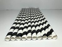 Paper Straws - 200 Count Giant Wrapped 8mm - Black Stripe - 8" / 8mm
