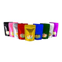 100 Pcs Window Colorful Stand Up Zip Lock Bags Pouch,Mylar Aluminum Foil Standing Window Plastic Pouches Clear Front Bottom Gusset Pouch Keep Aroma Bags (Green, 16x24x4 cm(6.3"x9.45"x1.57"))
