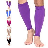TOFLY Calf Compression Sleeve for Men & Women, 1 Pair, Footless Compression Socks 20-30mmHg for Leg Support, Shin Splint, Pain Relief, Swelling, Varicose Veins, Maternity, Nursing, Travel, Purple XL