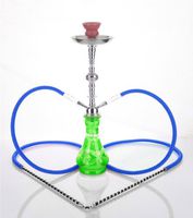 2 hose 21" Walla Green Hookah Shisha Nargila water glass vase pipes smoke sale