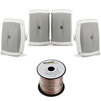 Yamaha NS-AW150WH 2-Way Outdoor Speakers - White (4 Seapkers + AmazonBasics Speaker Wire)