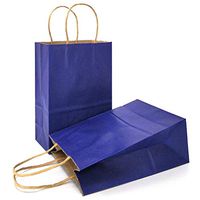 AZOWA Gift Bags Navy Blue Kraft Paper Bags with Handles (8.2 x 5.9 x 3.1 in, 25 CT)