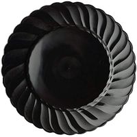 BalsaCircle 20 pcs 10.25-Inch Black Plastic Round Plates - Disposable Wedding Party Catering Tableware