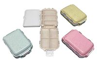 Rusoji Pack of 4 Portable Pill Organizer Case, Compact Travel Supplements Daily Vitamin Medication Carry Pocket Purse Box with 8 Compartments, Assorted Color