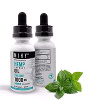 MIHY #mayihempyou 1000mg Hemp Oil - for Anxiety and Pain Relief - Mint Flavor 1 Ounce (30ml) - 30 Servings 100% Organic Hemp - Rich in Omega 3-6-9 & Vitamins, Gluten Free,