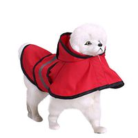 Cealu Pet Dog Hooded Raincoat Outdoor Strip Reflective Waterproof Puppy Slicker Packable Poncho Jacket Size XS-XXXXL (XXXL, Red)