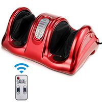 Giantex Foot Massager Machine with Chronic Nerve Pain Therapy Spa Gift Deep Kneading Rolling Massage for Leg Calf Ankle, Electric Shiatsu Foot Massager W/Remote (Red)