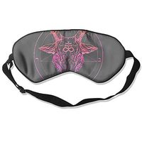 Pentagram with Demon Baphomet Satanic Goat Head Binary Symbol,Unisex Head Strap,Eyeshade Sleep Mask