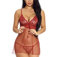 Sexy Lingerie for Sexy, Women's Gauze Braces Skirt Pajamas Lace Nightdress Nightgown Ladies Nightshirt Chemises Negligees