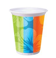 Creative Converting 8 Count Plastic Cups, 16-Ounce, Luau Aloha Summer Hibiscus Flower