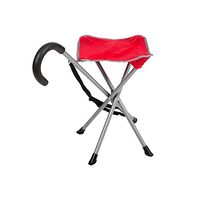 Mac Sports Folding Cane Chair for Women and Men | Walking Stick, Stool-Style, Folding Cane, Cane with Seat, Quad Base, Collapsible, Folding Stools for Adults and Seniors, Travel Friendly | Red