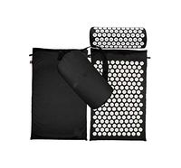 Acupressure Mat Pillow Set Back Body Acupuncture Cushion Mat Relieve Stress Tension Pain w/Carry Bag,Black
