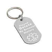 My Identity Doctor - Custom Engraved Delete My Browser History Dog Tag Keychain, LOL Gift, Geeky Gadget, Silver Aluminum