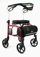 Evolution Trillium Lightweight Medical Walker Rollator with Seat, Large Wheels, Brakes, Backrest, Basket for Seniors Indoor Outdoor use (Shiraz Red, Tall)