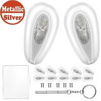 FSACLE Eyeglass Nose Pads,Upgraded Metal and Soft Silicone Air Chamber Eyeglasses Nose Pads,5 Pairs of Glasses Nose Pad Set with Repair Kit Screws and Micro Screwdriver(0.6 inch) (Silver Silicone)