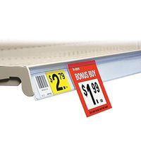 48" L UPC Ticket Channel Label Holder Strip for Gondola Shelf with Sign Holding Grip, White, 5 Pack
