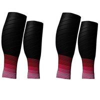 (2 Pairs) Compression Calf Sleeves Men & Women (20-30mmhg) - Best Footless Compression Socks Shin Splints, Running, Leg Pain, Nurses & Maternity Pregnancy - Increase Blood Circulation (Black & Red)