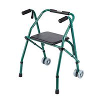 Luckya Elderly Walker Four-Legged Crutches Rehabilitation Walking Frame with Seat Plate Non-Slip Walking Stick with Hospital