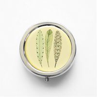 RhyNSky Colorful Light Feather Mini Portable Pocket Pill Box Case Holder for Purse, 3 Compartments, Silvery, FS596