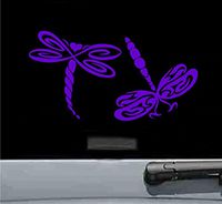 Tribal design dragonflies Vinyl Decal Sticker (PURPLE)