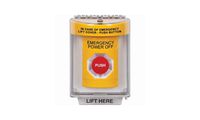 SS2231PO-EN STI Yellow Indoor/Outdoor Flush Turn-to-Reset Stopper Station with EMERGENCY POWER OFF Label English