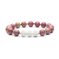 Bivei Aromatherapy Lava Stone Essential Oil Diffuser Bracelet Semi Precious Gemstone Round Beads Crystal Bracelet(Rhodonite)