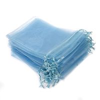 KUPOO Lot of 50 4" x 6"Drawstring Organza Pouch Strong Wedding Favor Gift Candy Bag (Blue)