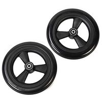Caster Solid Rubber Front Wheel Replacement for Hi-Fortune Wheelchairs, Black, 8 inches by 1 inch, Set of 2, for Many Standard Rollators, Walking Frames and More