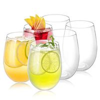 Stemless Plastic Wine Glasses - Acrylic Wine Glasses - 16 oz Plastic Wine Glasses - Shatterproof Wine Glasses - Unbreakable Stemless Wine Glasses - Great for Outdoors - by SleekDine - (6 pack)