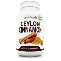 Natural and Organic Ceylon Cinnamon Supplement by Simple Organix - "True Cinnamon" from Sri Lanka to Support Balanced Blood Sugar Levels, Heart Health, Weight Loss & More - 1200mg - 60 Veggie Capsules