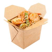 8 oz Kraft Paper Square Noodle Take Out Container - 2 3/4" x 2 1/4" x 2 1/2" - 50 count box - Restaurantware