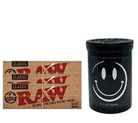 Herb Airtight Container Fresh Kettle with Raw Natural Rolling Papers 3 Count DC Crafts Nation- Happy Face