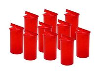 19 DRAM POP TOP Bottles Qty Size Count CASE Squeeze top Rx Pill Bottles Prescription Crafts Coins Storage Medicine 420 Containers Made in USA (10 PCS, RED - Transparent)