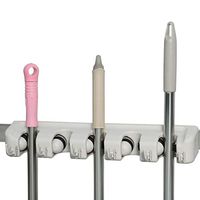Eyesonme 5 slots Wall Mounted Non Slide Broom Mop Holder Kitchen Home Storage Bathroom Hanger