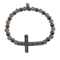 Magnetic Bangle Bracelet with Side Ways Cross Pink