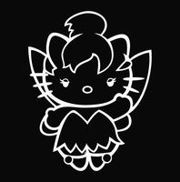HELLO KITTY TINKERBELL SANRIO LOGO VINYL STICKERS SYMBOL 5.5" DECORATIVE DIE CUT DECAL FOR CARS TABLETS LAPTOPS SKATEBOARD - WHITE