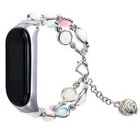 Wristband Night Luminous Pearl Bracelet Compatible for Xiaomi Mi Band 4, ASTVSHOP Adjustable Metal Link with Essential Oil/Perfume Storage Pendant for Handmade Girls (10cm x 5cm x 2cm, Silver)