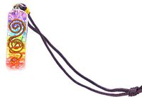 Jet Energized Authentic Rainbow Double Coil Orgone Pendant 2.5 inch Approx. Gemstone Chakra Balancing Love Gift Healing Energy Progress Prosperity w/Chord Pouch