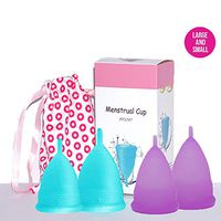 Menstrual Cups 2Set of Large&Small for Heavy&Normal - FDA Approved - Heavy Flow - Organic Cotton Pouch - Menstrual Cup (Small, Purple)