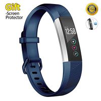 JOMOQ Replacement Bands Compatible for Alta/Alta HR, Soft Customised Waterproof Adjustable Sport Rubber Smartwatch Fitness Replacement Strap Wristbands Small Large (Navy Blue, Large)