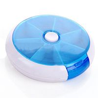 Braceus Weekly 7 Days Pills Organizer Rotating Round Medicine Case Box - Blue