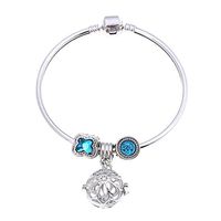 Vintage Sunflower Cage Essential Oil Diffuser Bracelet Sapphire Aromatherapy Butterfly Crystal Locket Bangle