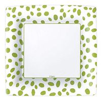 Caspari Spots Square Paper Dinner Plates in Green - Pack of 8