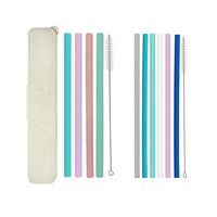 [10pcs] food grade silicone straw reusable straw, 6 regular straws, 4 smoothie straws, milkshake straws, FDA, BPA free, with cleaning brush,Straw storage box