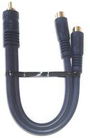 Black Point Products BA-140 Gold 6-Inch RCA Plug to 2-RCA Jacks Python Cable, Blue