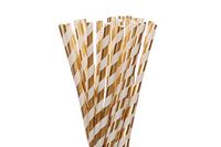Shinny Foil Paper Straws (gold foil striped, 25)